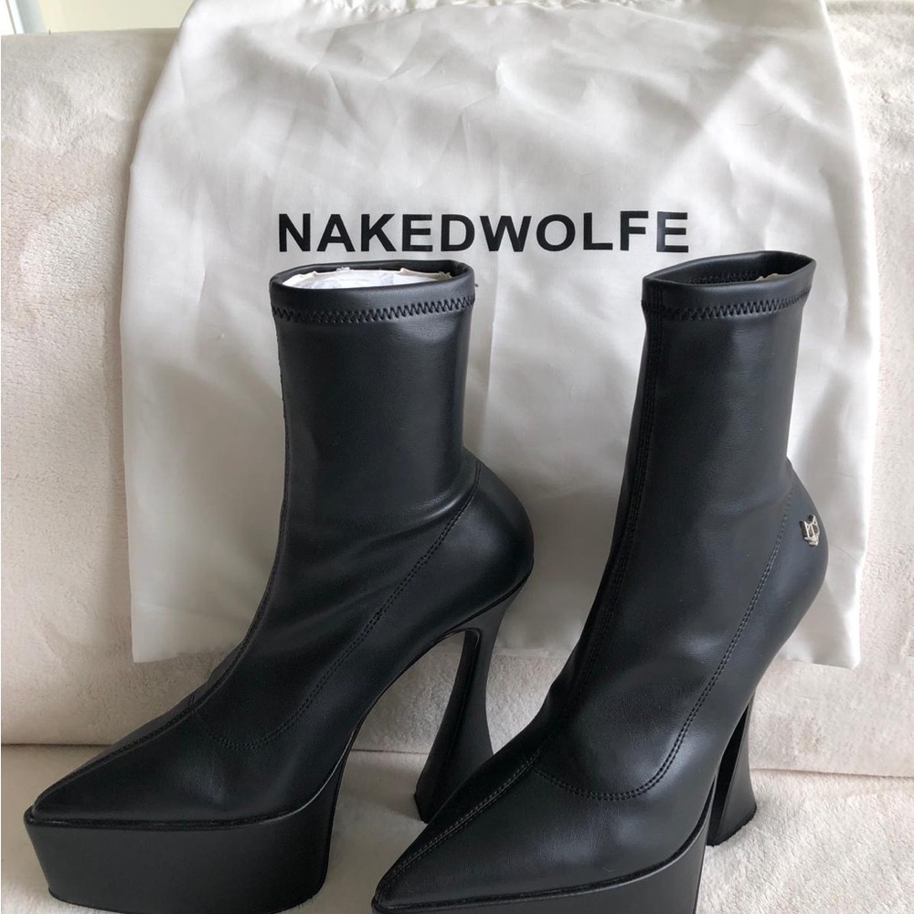 Naked Wolfe Black High-Heeled Boots
